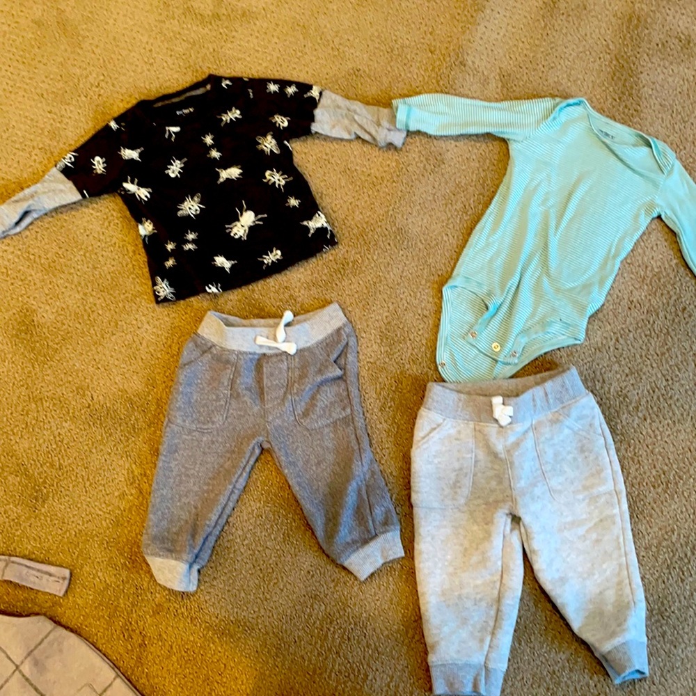 2 boys Carter’s long-sleeve outfits